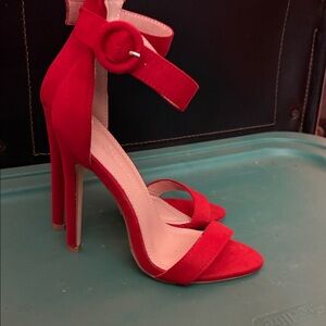 Chic Red Strappy High Heels
